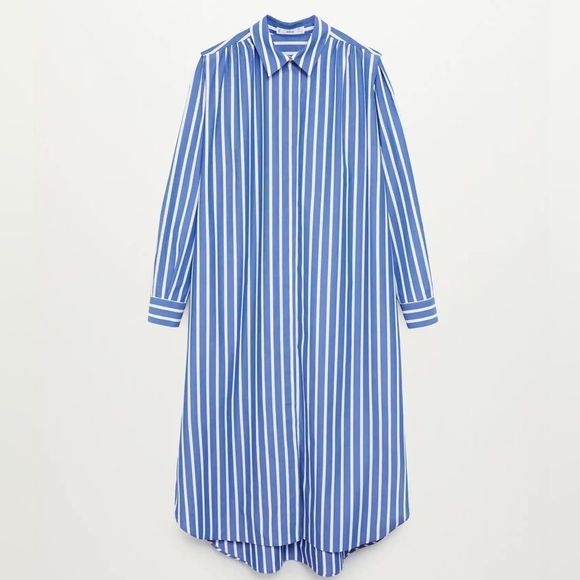 Mango Cotton Striped Shirt Dress New Oversized - Picture 3 of 7